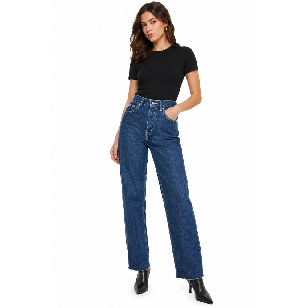 Vintage Oscar de la Renta‎ Jeans Size 16 High Rise Raw Hem Straight Leg Denim